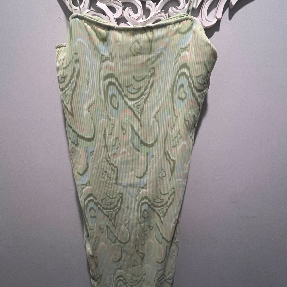 Ronny Kobo Collection Green Patterned Midi Dress